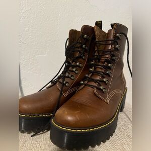 Dr. Martens Leona heeled boot in brown leather
